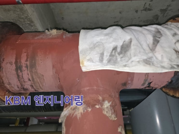  송파구아파트 기계실 지역난방배관누수 밴딩철판 덧붙임 배관출장용접작업