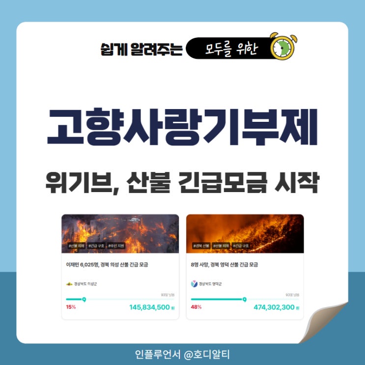 고향사랑기부제 위기브 산불 긴급모금 시작