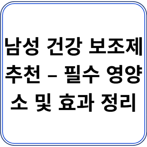 남성 건강 보조제 추천 – 필수 영양소 및 효과 정리 남성 건강 보조제 추천 – 필수 영양소 및 효과 정리