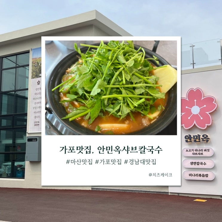  마산 가포 맛집 미나리와 버섯이 듬뿍 들어간, 안민옥샤브칼국수