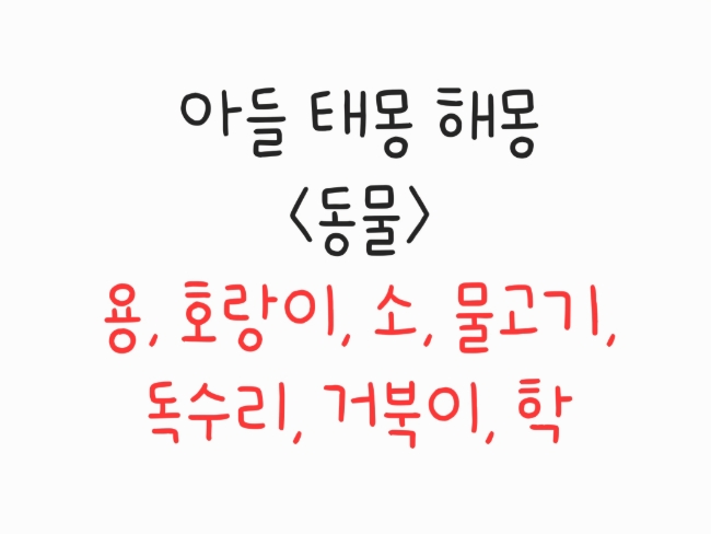  아들 태몽 해석 1. <동물편 - 용, 호랑이, 황소, 물고기, 독수리, 거북이>