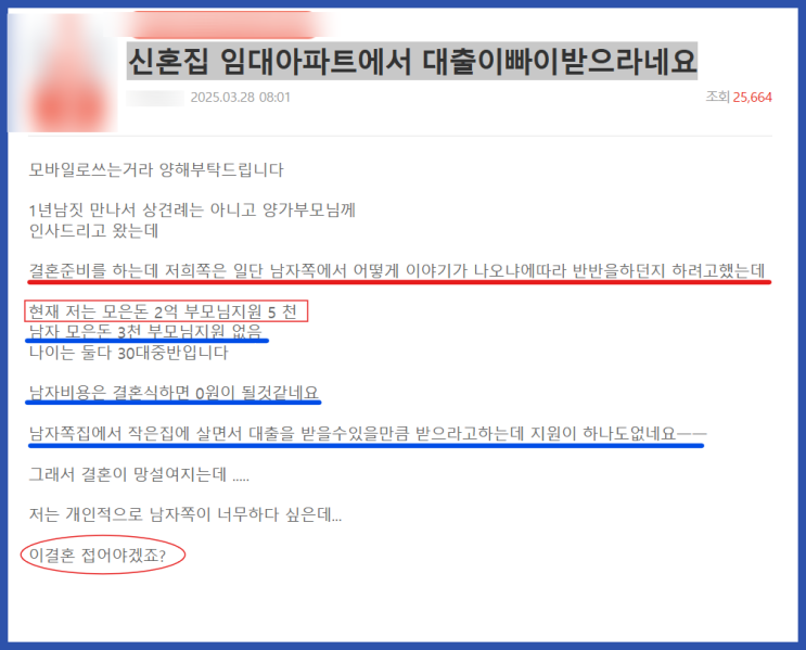  시댁에서 신혼집 아파트 대출까지 받으라 하네요.
