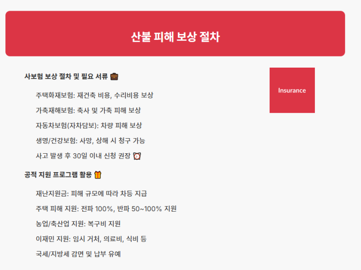  산불 피해자를 위한 2025 보상 및 지원 총정리 - 빠른 생활 복귀를 위한 실용 가이드  (산불 성금 기부, 자원봉사 포함)