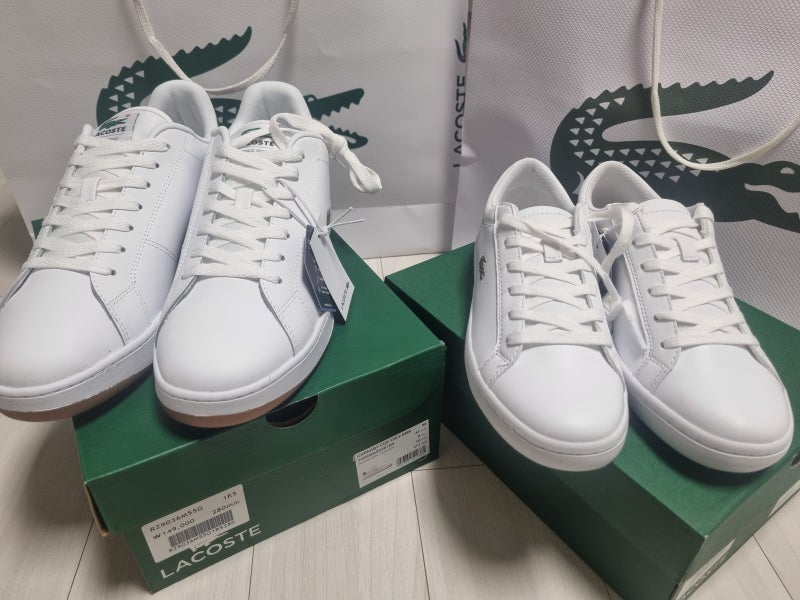 [커플 신발] 커플 신발로 신기 좋은 라코스테 흰색 운동화, 스니커즈