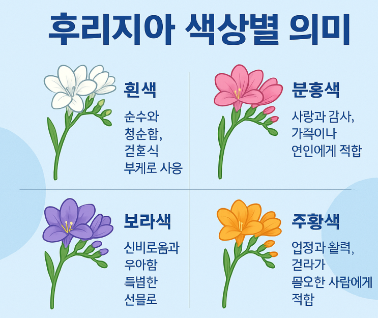  노란 프리지아 꽃말 새로운 시작 앞날을 응원 의미