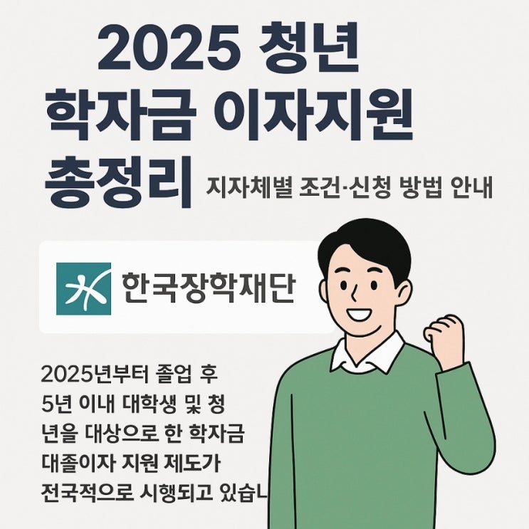 2025 <b>청년 학자금 이자지원</b> 총정리 지자체별 조건 신청 방법... 