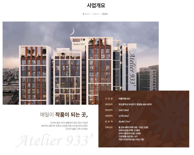  부산진구 / 아틀리에933 개요 및 평면안내