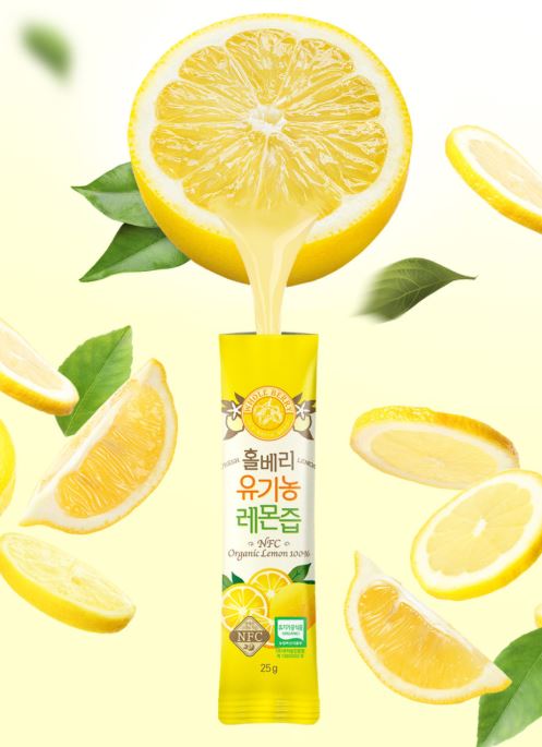  “홀베리 100% 유기농 레몬즙 | 간편하게 마시는 착즙 레몬의 상큼함”