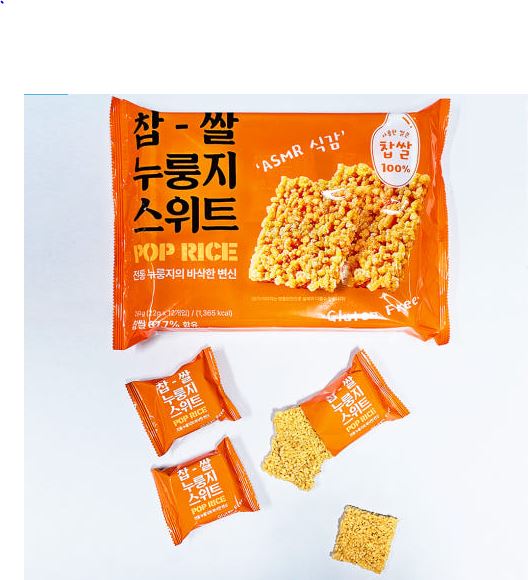  POP RICE 찹쌀 누룽지팝스낵 264g | 소포장 12봉 대용량 간식 / 고소하고 바삭한 누룽지 과자