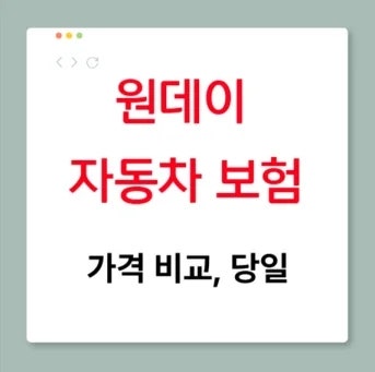 원데이 자동차보험 비용, 가격 비교, 당일