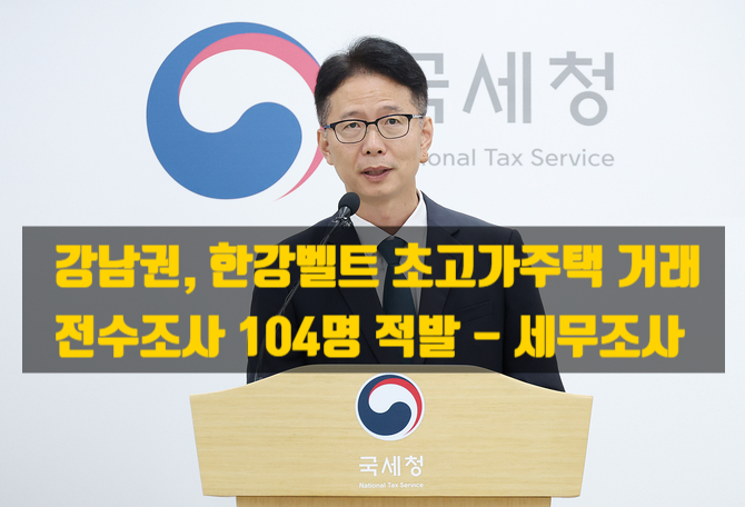  강남권 , 한강벨트지역 초고가 아파트 전수조사, 탈세 104명 적발로 세무조사