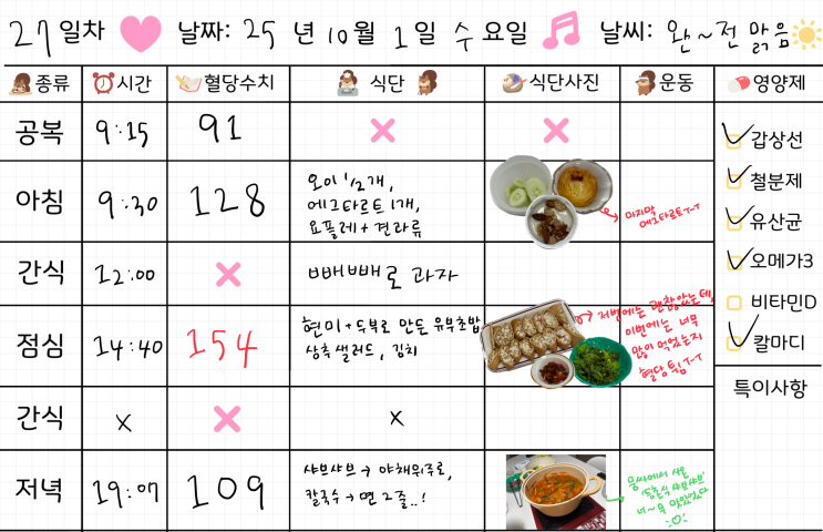 임신 32주차 | 임당식단 27일차 & 혈당체크 | 유부초밥, 샤브샤브