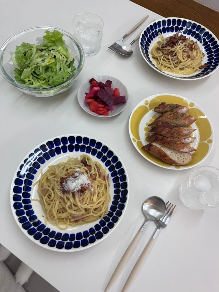  소금집 관찰레, 판체타로 만든 까르보나라 파스타 + 키티버니포니 파이렉스