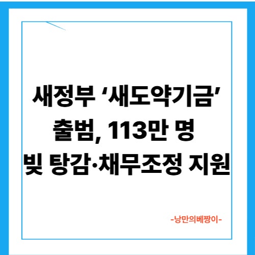 새정부 ‘새도약기금’ 출범, 113만 명 빚 탕감·채무조정 지원