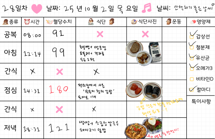  임신 32주차 | 임당식단 28일차 & 혈당체크 | 곱창쌀국수, 땀땀쌀국수, 돼지고기덮밥, 묵은지김밥