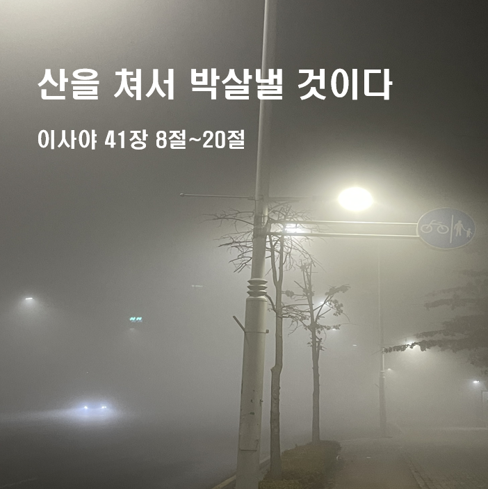  산을 쳐서 박살낼 것이다 이사야 41장 8절~20절