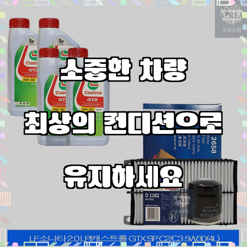 LF소나타 2.0 가솔린 캐스트롤 GTX SP C2/C3 5W30(4L) 엔진오일필터세트 1182-2658, 활력을 되찾은 듯한....