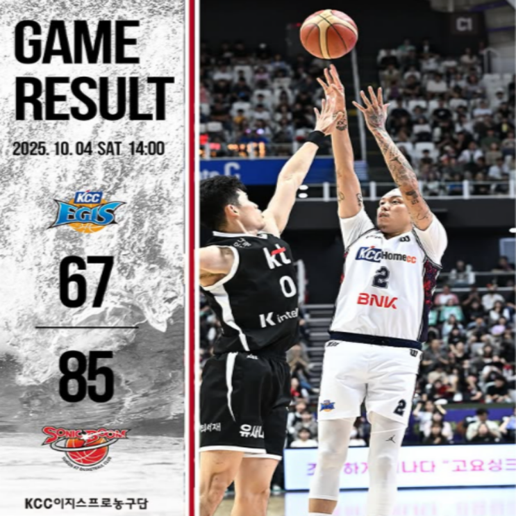 KCC 시즌 2번째 경기에서 허훈없는 허훈더비 KT전 패배!! 슈퍼팀이라기엔 너무 일찍 패한거 아닌가?? 리바운드는 누가 하고, 실책은 또 왜 이렇게 많아??