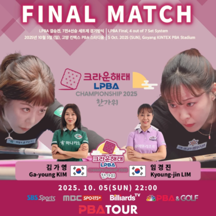 당구여제 김가영, 한가위대회도 접수하러 왔다!! LPBA 5차대회 크라운해태 결승진출, 시즌 3승을 위해 임경진과 격돌!! 상대전적 2전 전승으로 김가영 우세!!