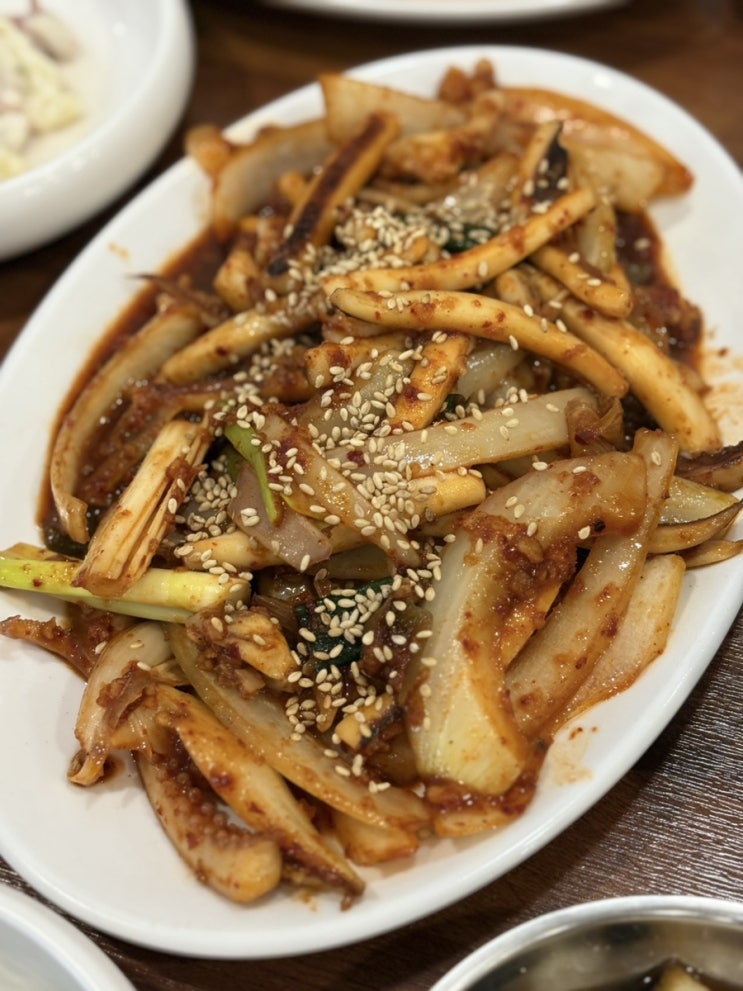  포항 효자시장맛집 밥집 효자 외갓집 오징어볶음 정식 한우짜글이
