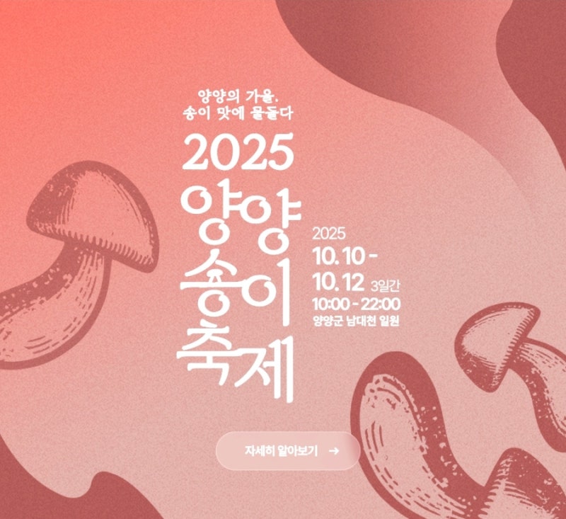 ✨ 황금빛 가을의 맛! 2025 양양송이축제 기본정보일정, 송이보물찾기, 장민호 라인업, 불꽃쇼....