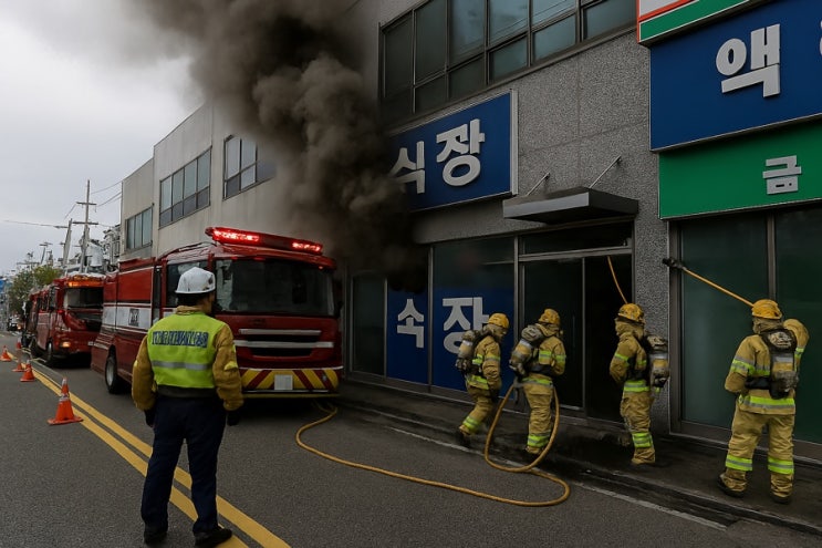  [화재속보] 10월 4일  9분 만에 진압! 시흥 음식점 화재, 건물 상층부 연기 유입! (정왕동, 인명피해 2명 발생)