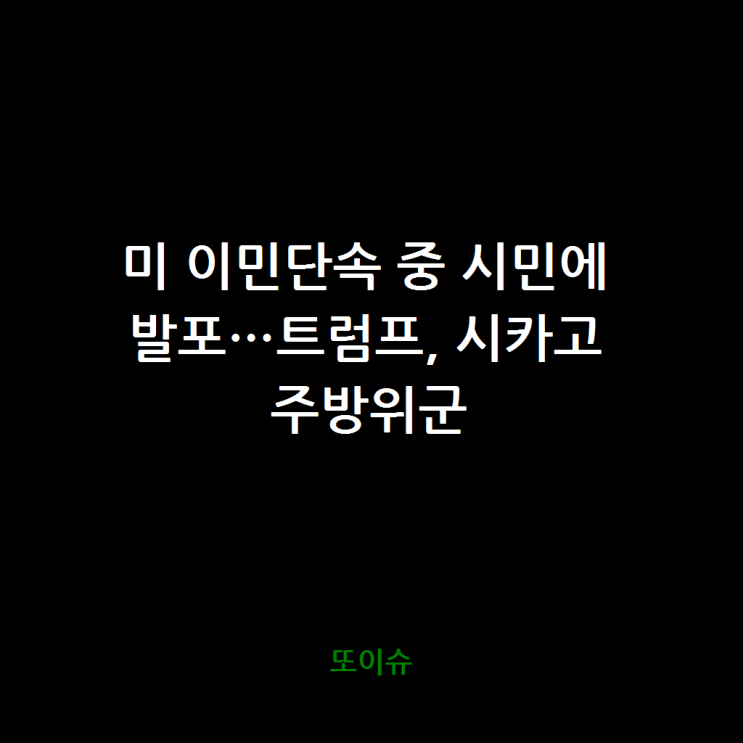미 이민단속 중 시민에 발포…<b>트럼프</b>, <b>시카고 주방위군 투입</b> 압박
