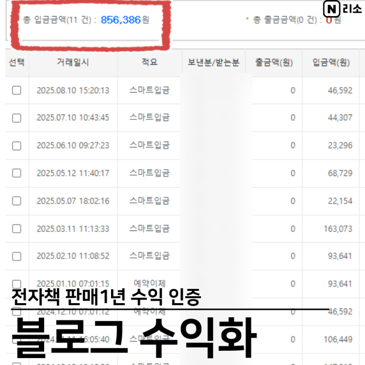  블로그 수익화 온라인 전자책 만들기 판매 1년 수익 인증