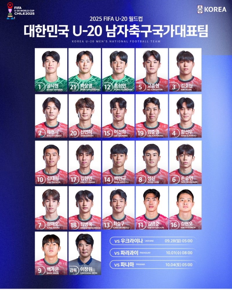 2025 FIFA U-20 칠레 월드컵 조별리그 결과 및 대한민국 4회 연속 16강 진출 16강전 모로코 경기 일....