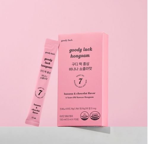  “고소영이 너무 맛있어서 하루에 4포씩 먹는 건강템, 구디 럭 홍삼 바나나 쇼콜라맛”