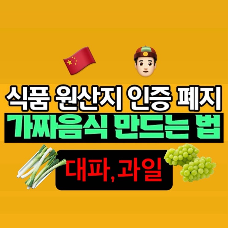  식품 원산지 인증 폐지, 중국산 음식 -1편 대파, 과일
