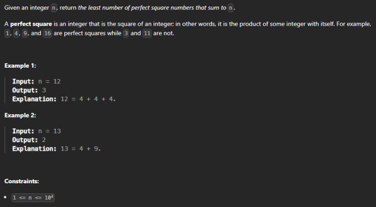  JAVA_LeetCode 279_Perfect Squares