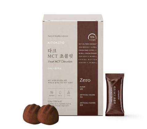  “키토케토 다크 MCT 초콜릿 제로 – 무설탕 70% 카카오 + 에너지 MCT 조화”