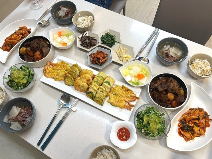  [주말일상]당산댁 추석명절_명절음식,새우관자전,두부애호박전,갈비찜레시피/트레이더스 장보기