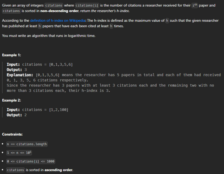  JAVA_LeetCode 275_H_Index II