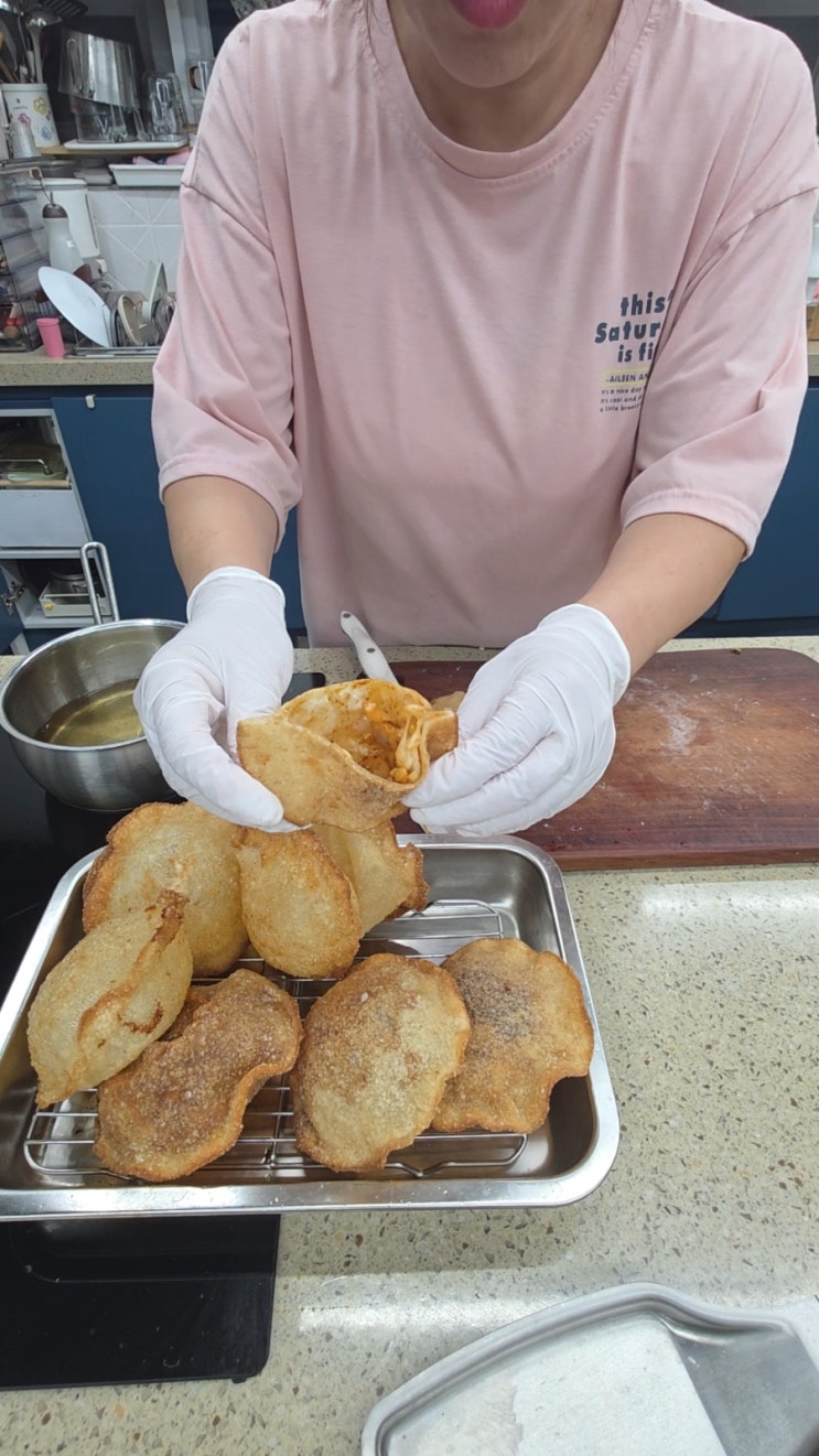  만두피 로 공갈빵 아이간식 술안주 만들기