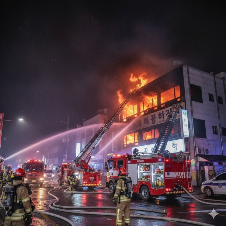  [화재속보] 10월 7일  한밤중 부산 영도 노래연습장 대형 화재! 3시간 만에 진화됐지만... (사망 1명, 부상 6명)