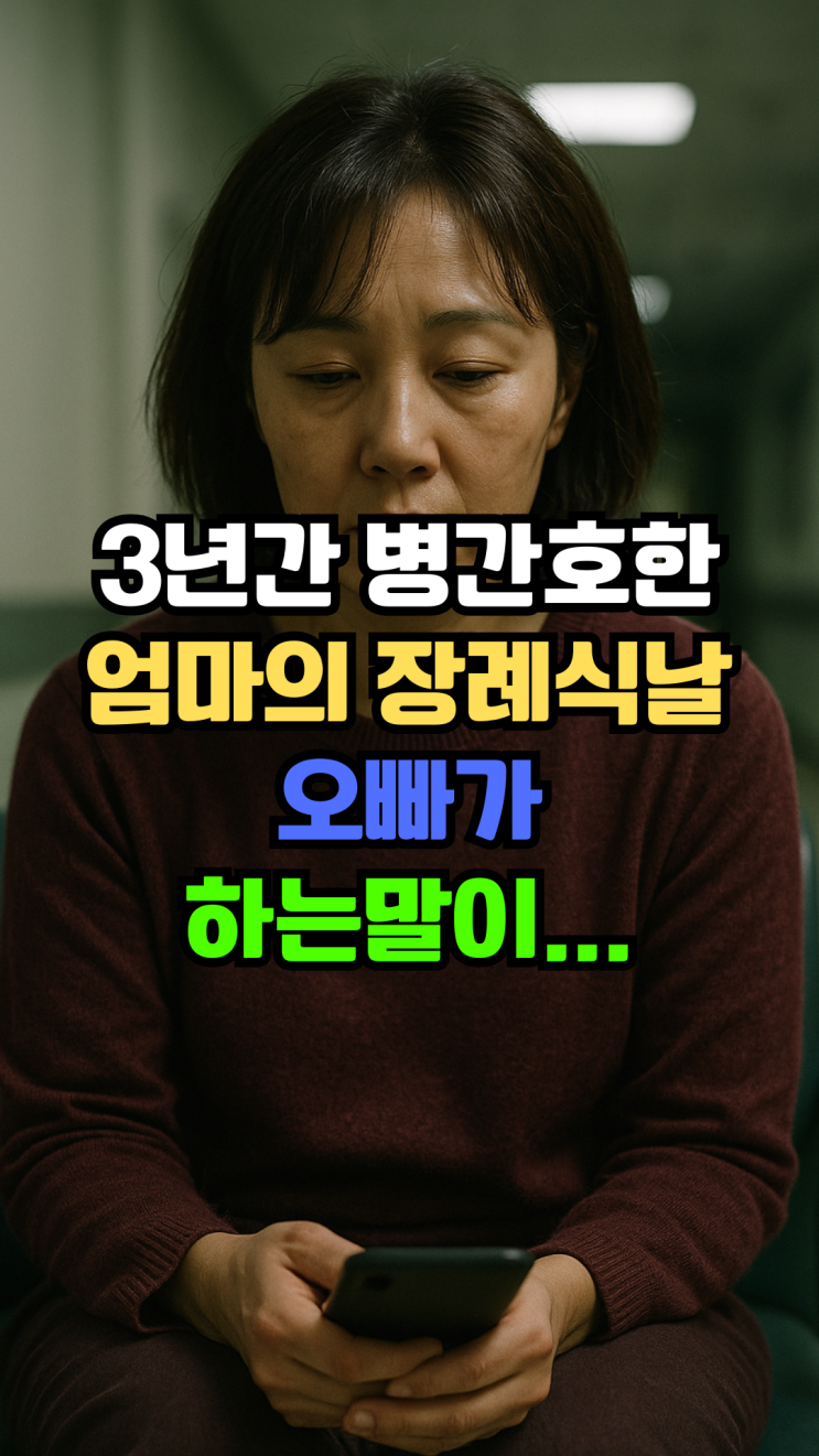  3년 동안 엄마를 돌봤는데, 장례식날 오빠가 한 말