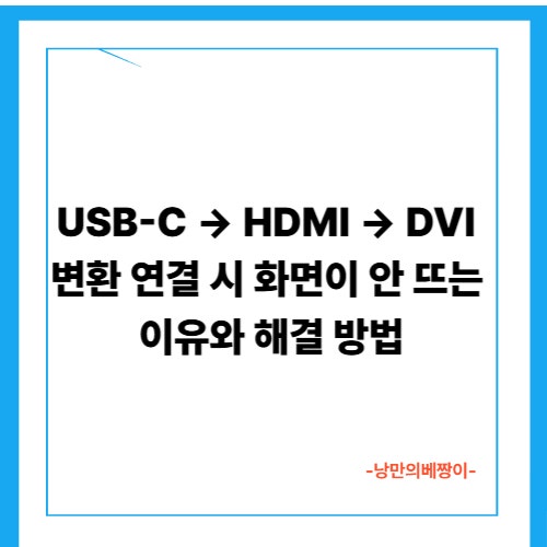 USB-C → HDMI → DVI 변환 연결 시 화면이 안 뜨는 이유와 해결 방법
