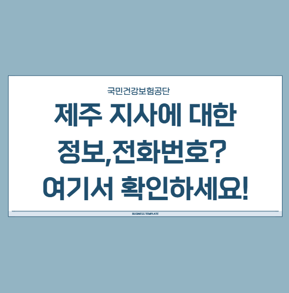 국민건강보험공단 제주지사 연락처 및 민원안내｜온라인 처리방법까지