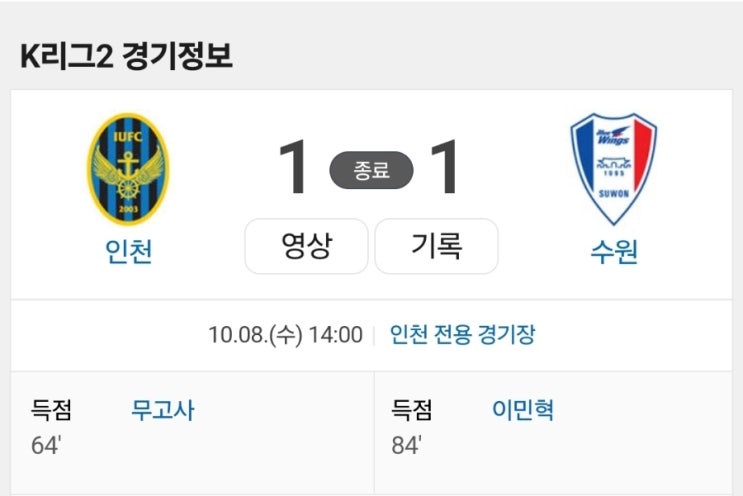 인천 유나이티드 프로축구 K2 우승 및 K1 다이렉트 <b>승격</b>하나?!