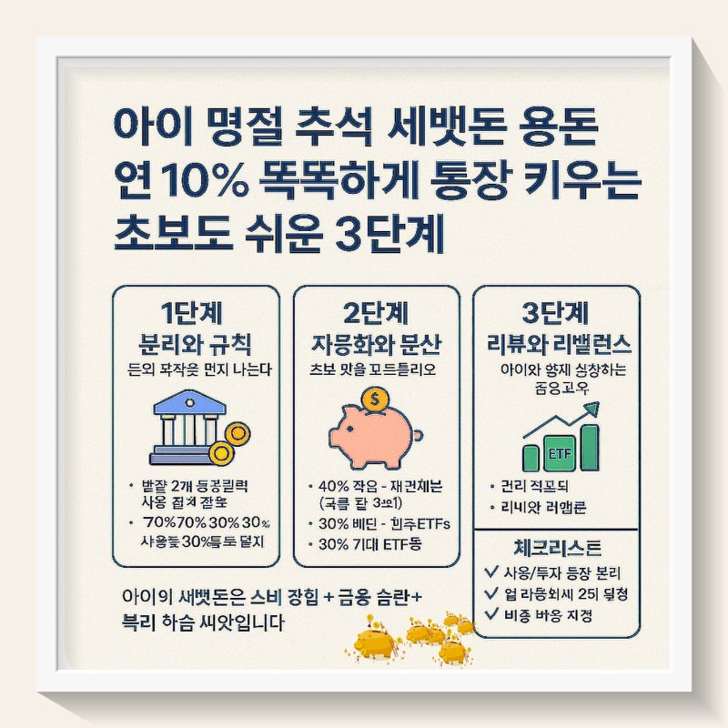 아이 명절 추석 세뱃돈 용돈 연 10% 똑똑하게 통장 키우는 초보도 쉬운 3단계
