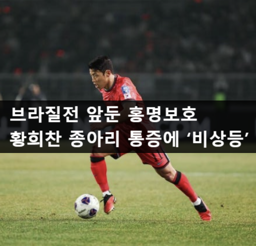 브라질전 앞둔 홍명보호 <b>황희찬 종아리</b> 통증에 ‘비상등’