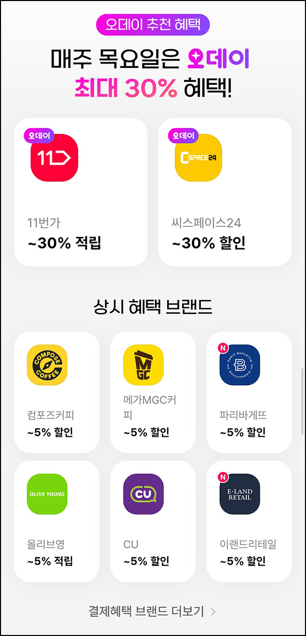  오키클럽 11번가 11번가 30%적립 , 씨스페이스24 30%할인등(매주 목요일)전원~10.31