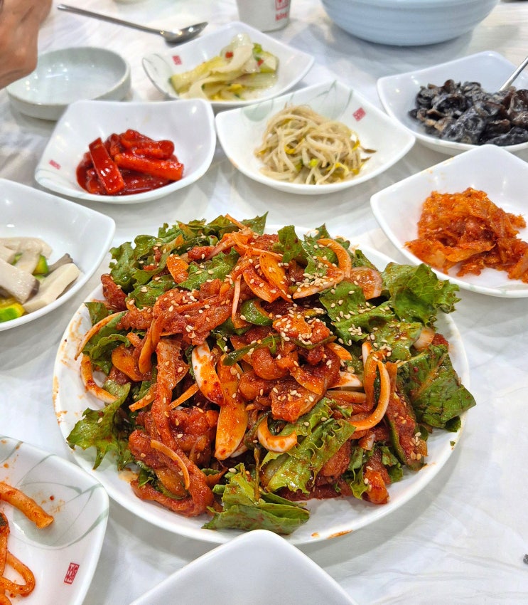  전남 고흥 외나로도 고향맛집 '다도해회관' 서대회무침/쏨뱅이매운탕, 식당 크고 반찬 다양함