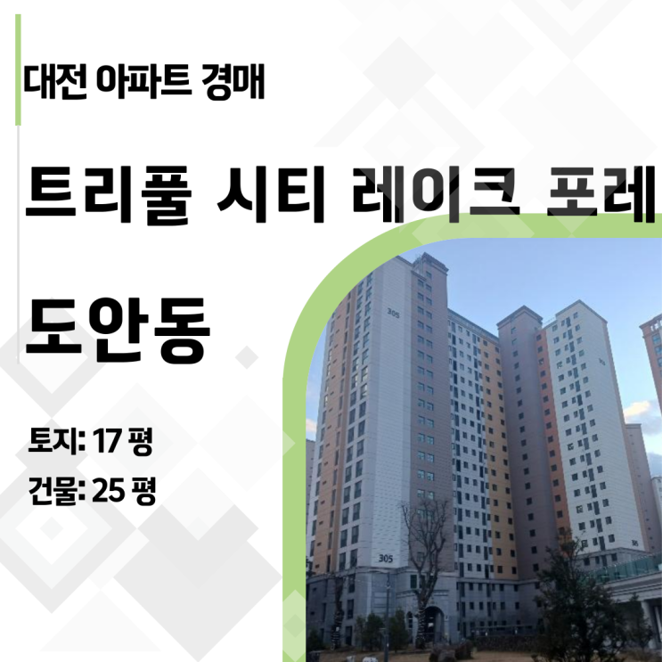  대전 도안신도시 트리풀시티 34평 경매, 2억 싸게 내 집 마련할 마지막 기회! (2024타경123483)