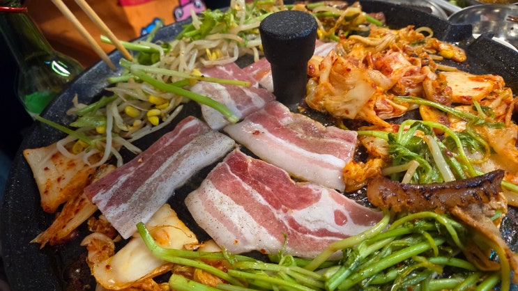  매교역고기집 깜보 매교점 돼지껍데기맛집 냉삼 솔직후기