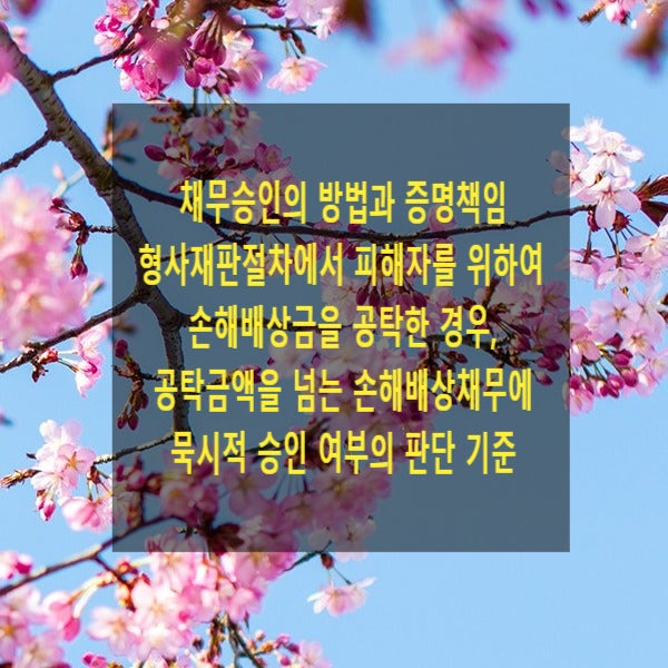  채무승인의 방법과 증명책임 및 형사재판절차에서 피해자를 위하여 손해배상금을 공탁한 경우, 공탁금액을 넘는 손해배상채무에 관한 묵시적 승인 여부의 판단 기준