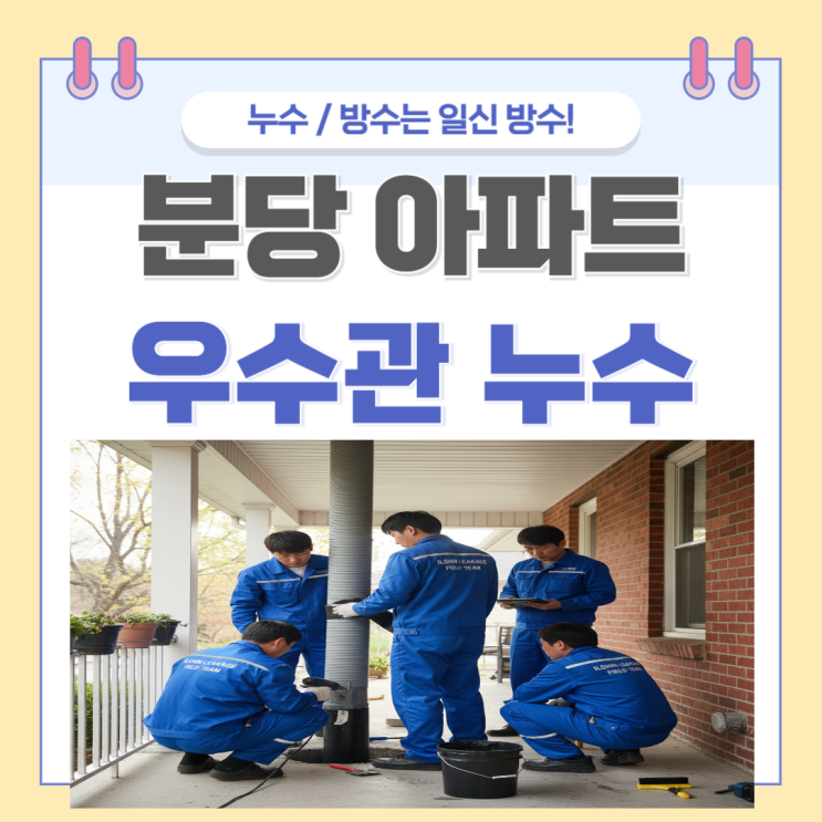  분당 아파트 누수 판교, 봇들마을 우수관,  세탁하수공용관 방수공사