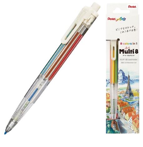  “펜텔 Art Multi 8색 색연필 XPH804 — 휴대용 미니 팔레트, 야외 스케치 완벽 동반자”